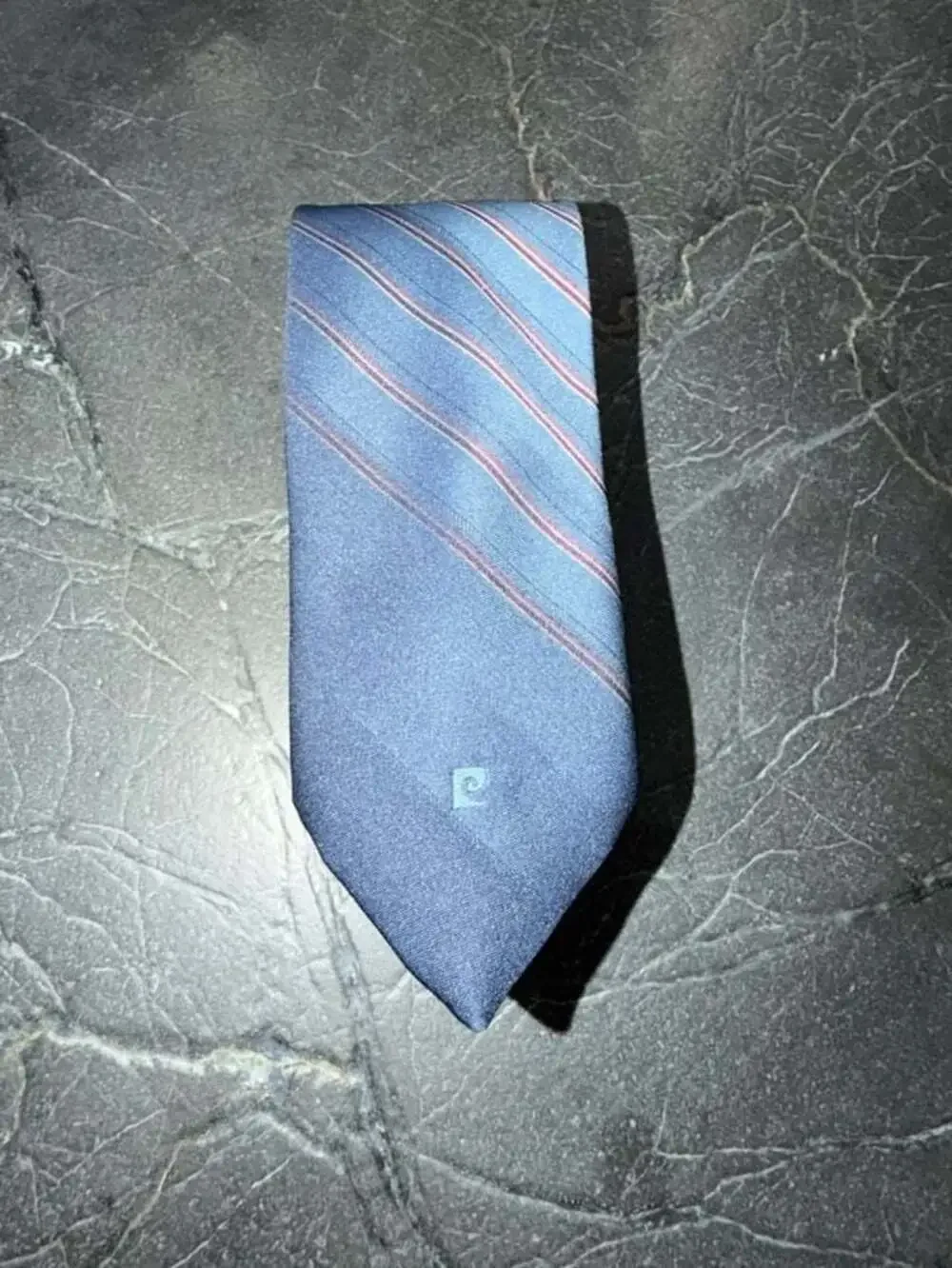 Pierre Cardin Vintage Striped Blue Necktie with Logo L: 57” By W:4”